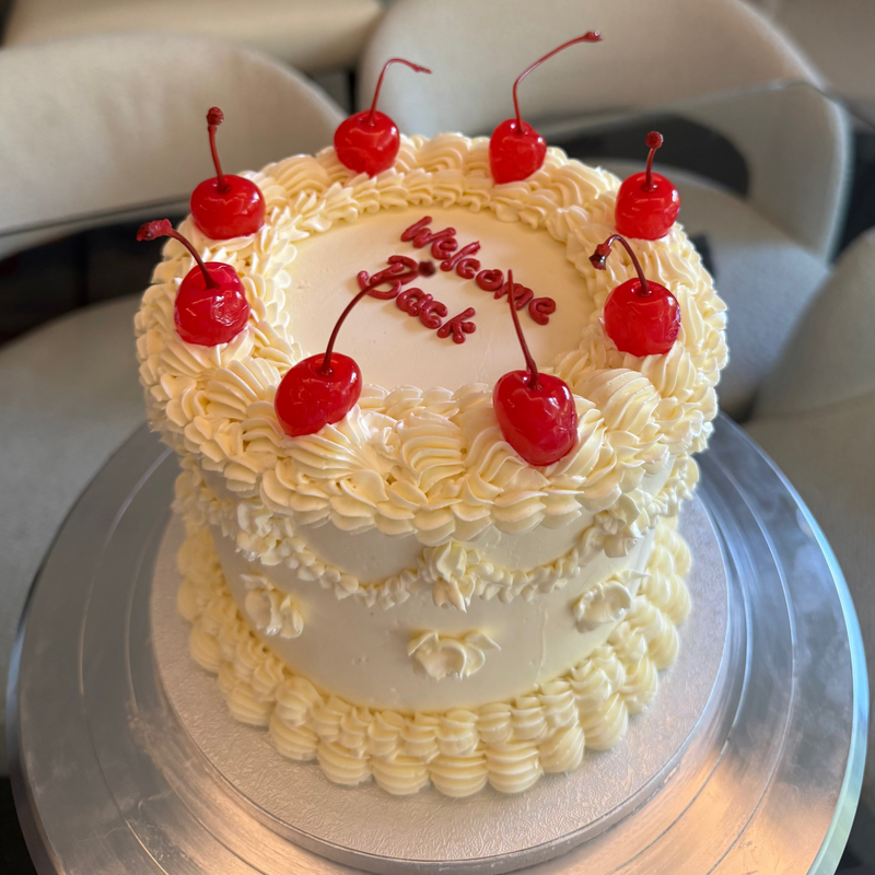 White Vintage Topped with Cherries