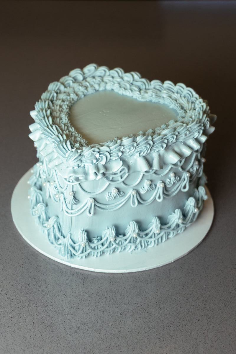 Light Blue Vintage Heart Cake