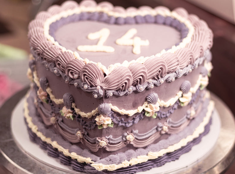 Pastel Purple Vintage Heart Cake
