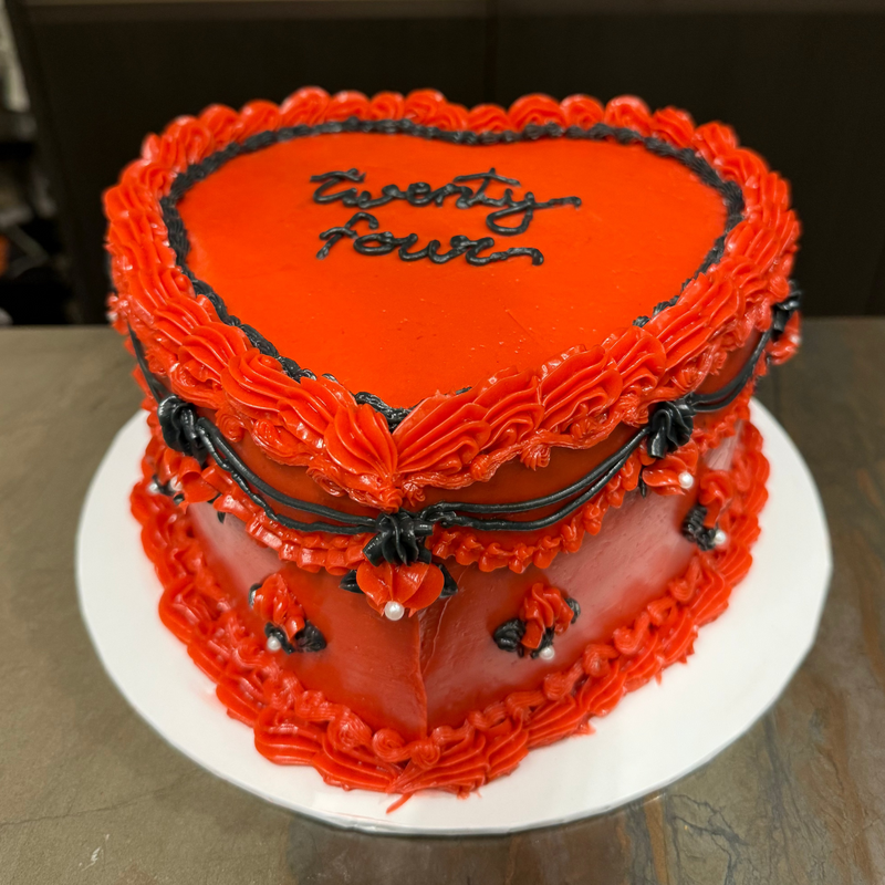 Red Vintage Heart Cake